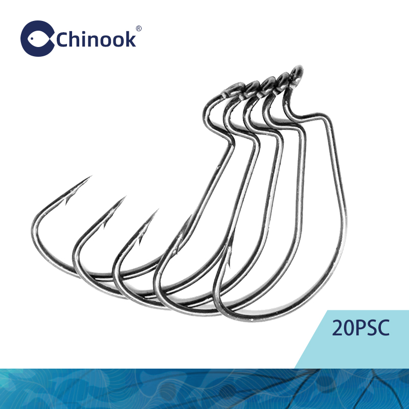 Chinook 20 قطعة واسعة دودة تكس - مراجعة Fishing Hook Offset وسعره